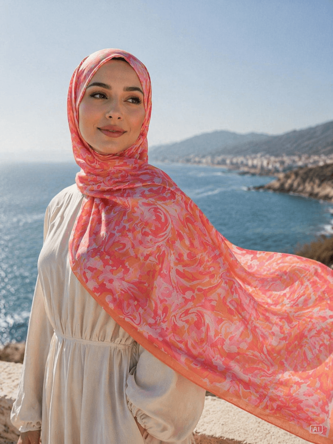 Babil Şal turuncu-pembe