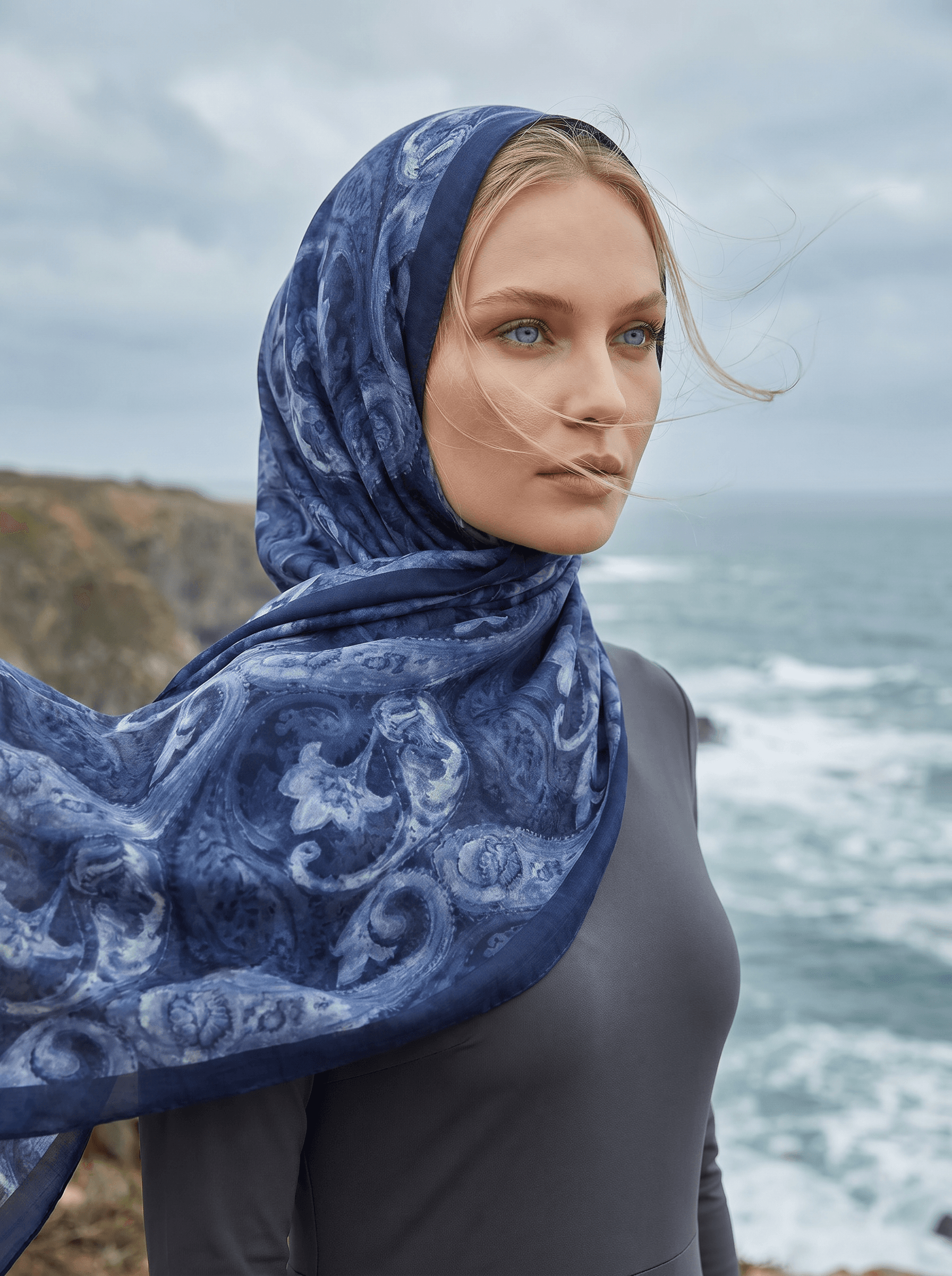 Cotton Şal lacivert