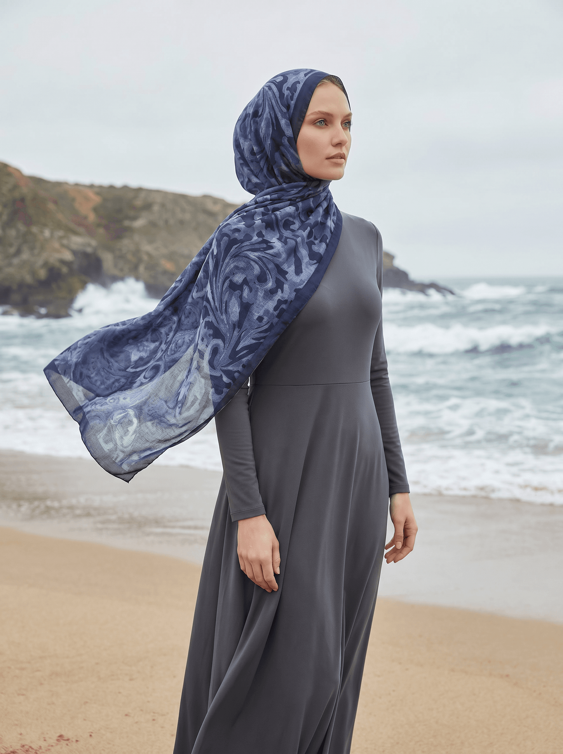 Cotton Şal lacivert