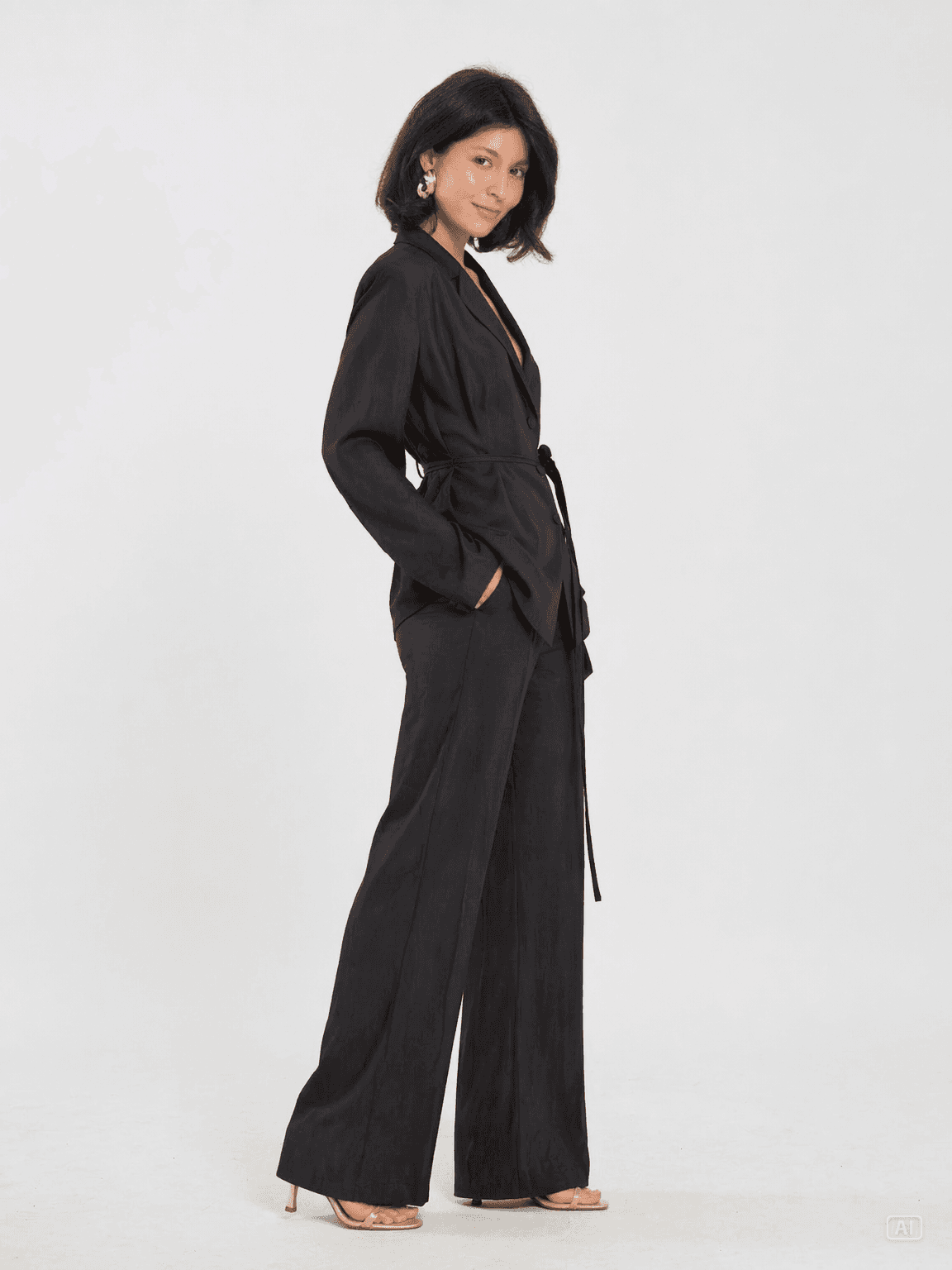 Vatkalı Blazer Takım Siyah 3