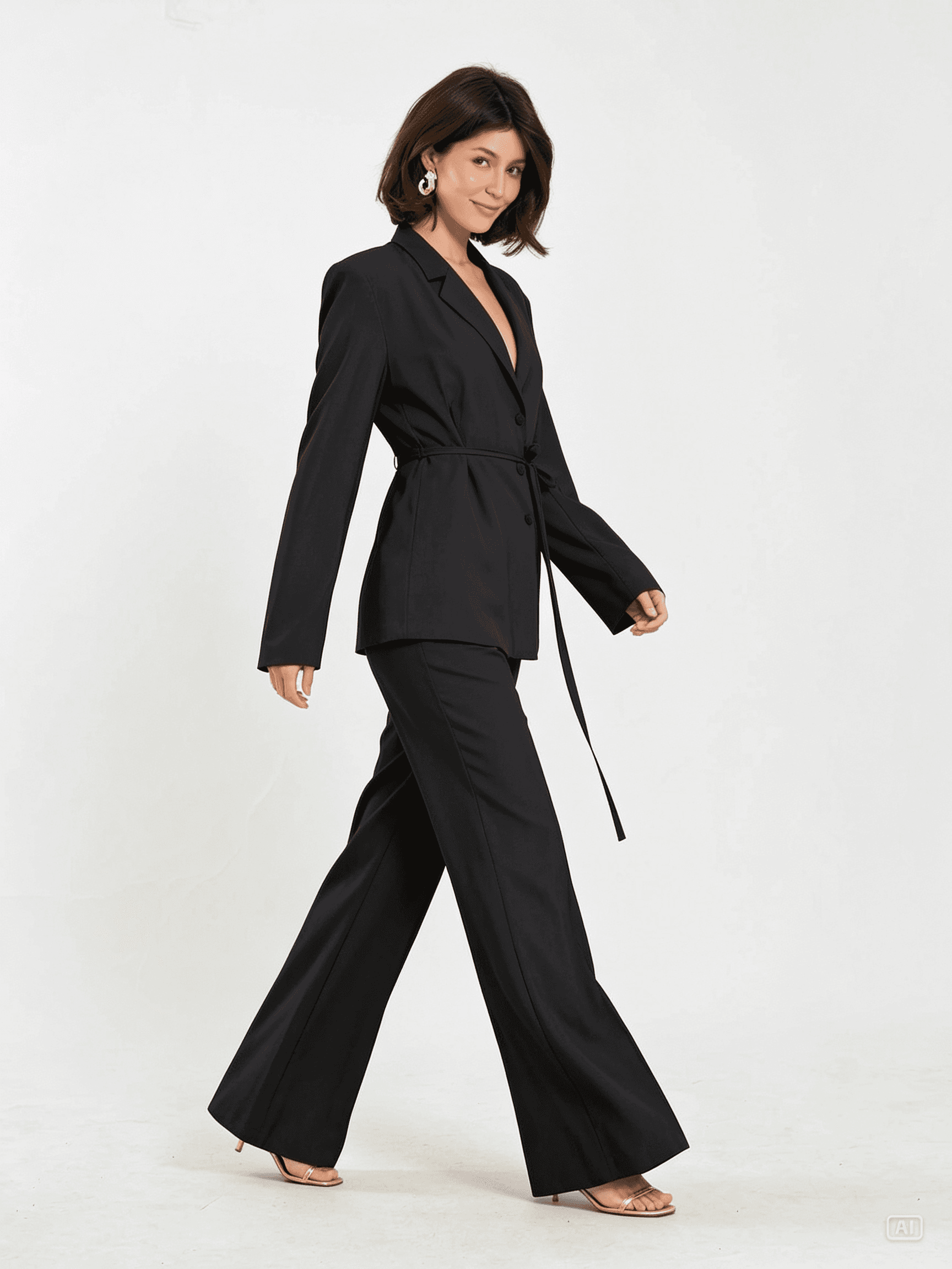Vatkalı Blazer Takım Siyah