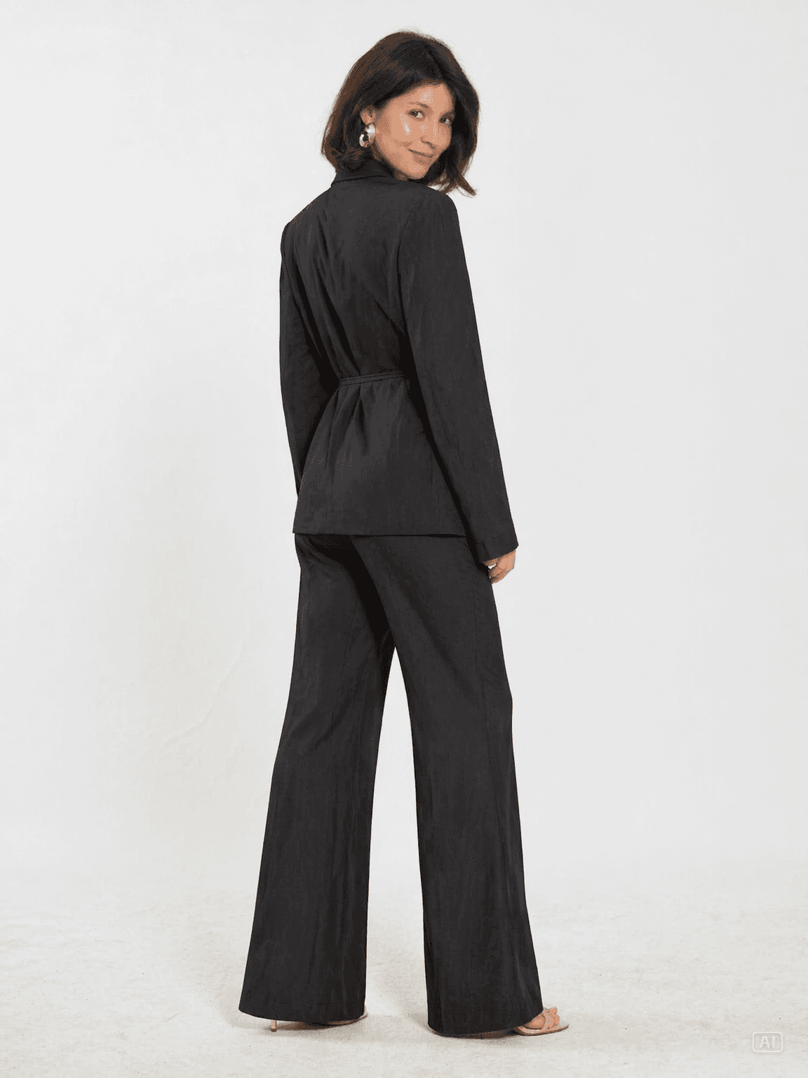 Vatkalı Blazer Takım Siyah 4