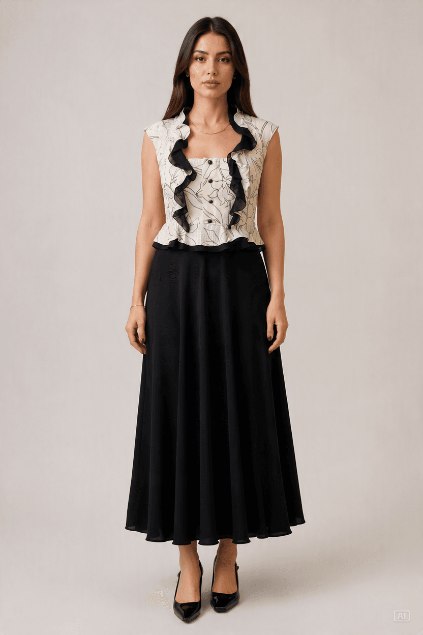 Patterne elbise siyah