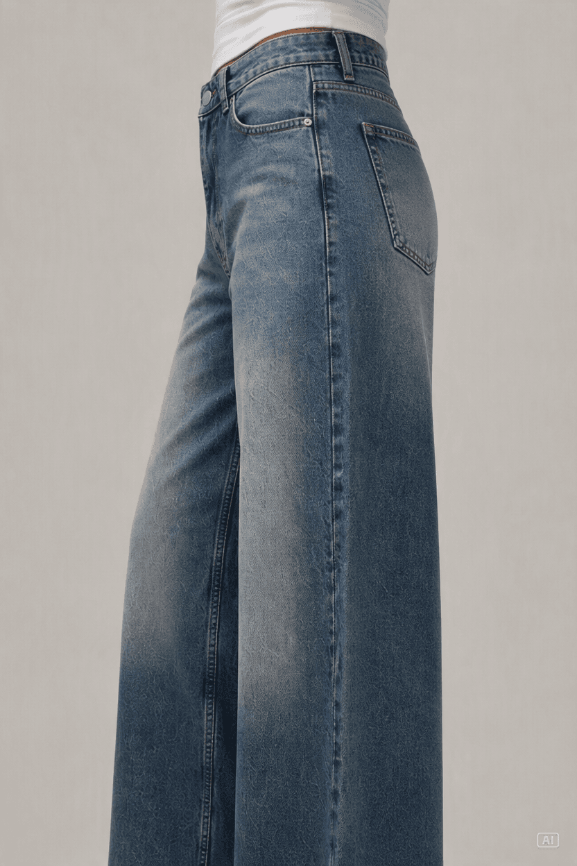 GENİŞ PAÇA MAVİ JEANS